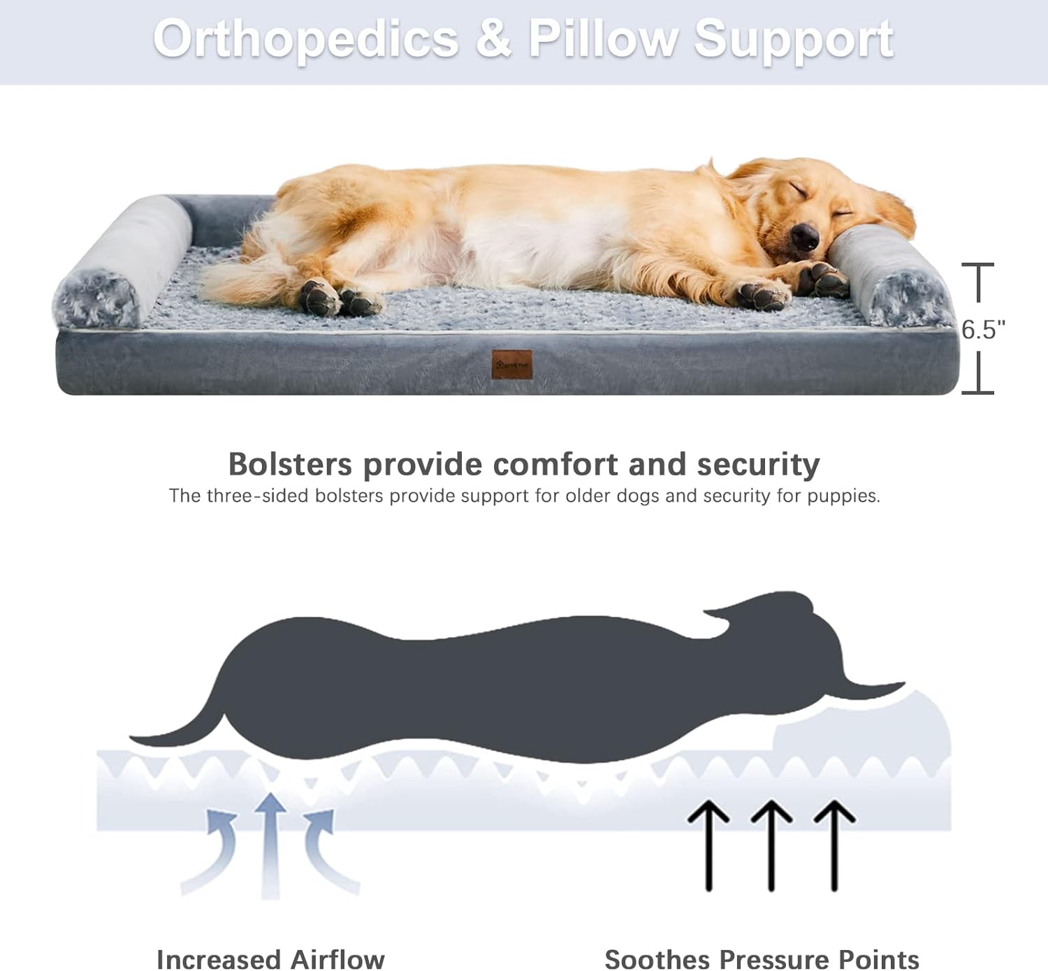 Camas para perros grandes, cama ortopédica para perros medianos y grandes, cama