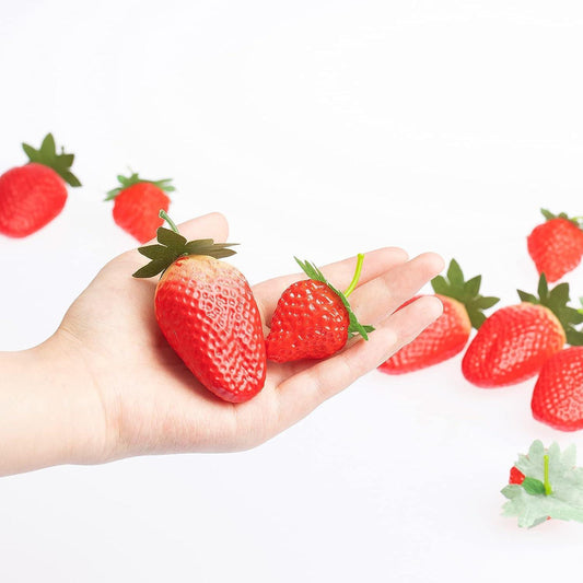 20 fresas artificiales, fresas artificiales realistas de color rojo, fresas - VIRTUAL MUEBLES