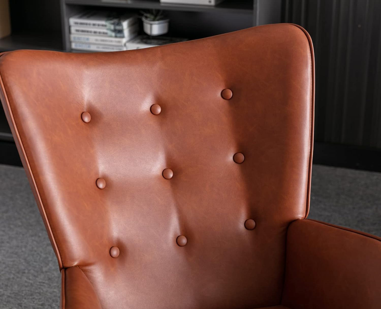 Silla mecedora de cuero para guardería moderna silla mecedora con respaldo de