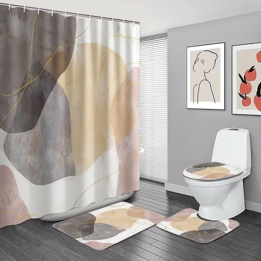 Juego de 4 cortinas de ducha onduladas abstractas bohemias con cortina de - VIRTUAL MUEBLES