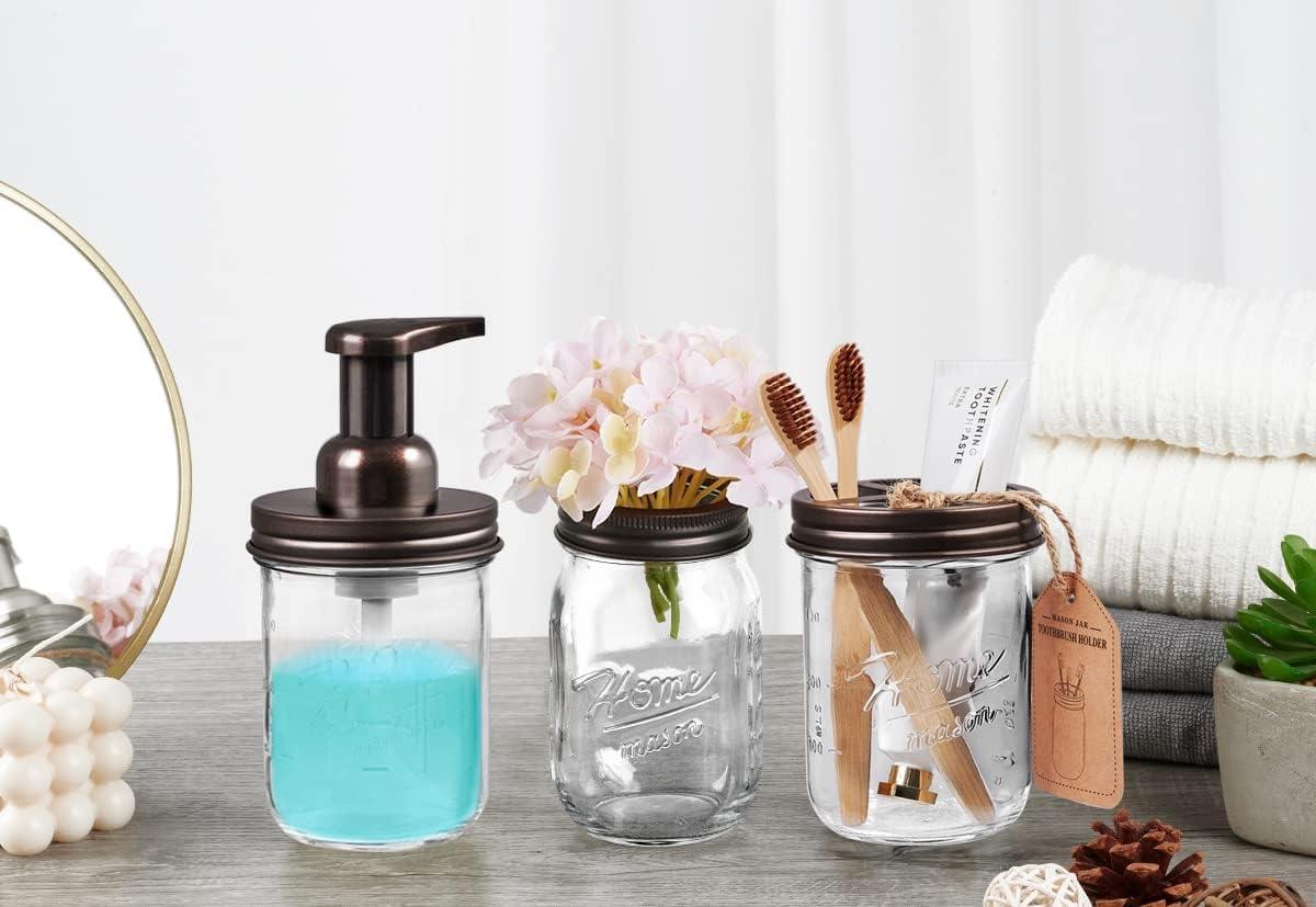 Juego de accesorios de baño Mason Jar Incluye dispensador de jabón de manos - VIRTUAL MUEBLES