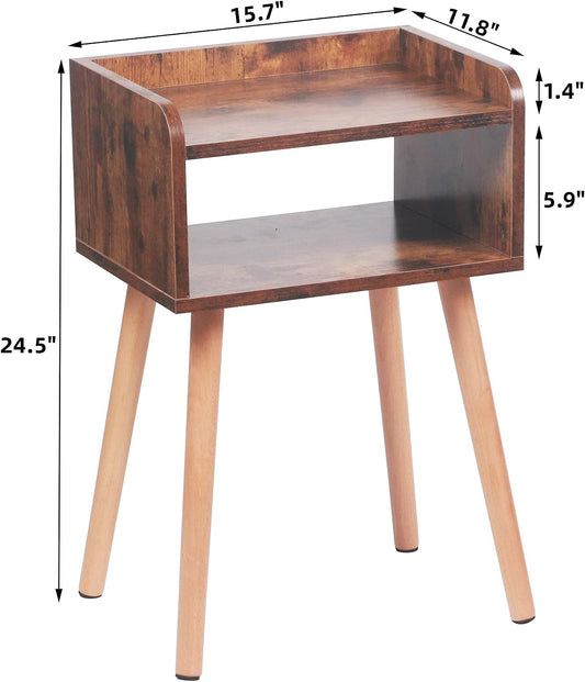 Mesita de noche, mesa de noche moderna de mediados de siglo con patas de madera