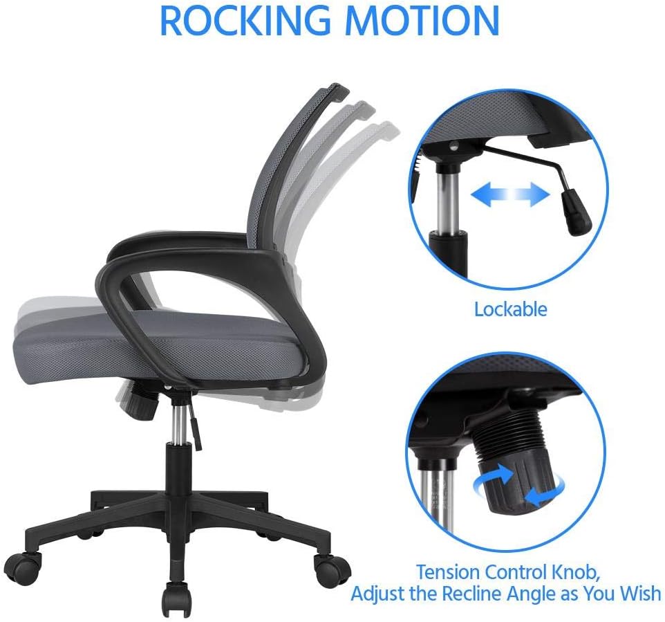 Sillón de oficina Yaheetech de malla, silla de escritorio, silla para  ordenador con apoyo lumbar, muebles de oficina y hogar