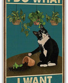 Divertido cartel de metal con decoración de gato negro I Do What I Want Lindo