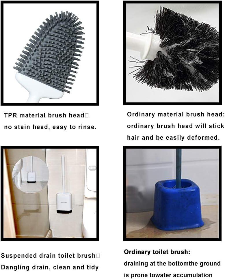 Juego de escobilla de inodoro y soporte para baño, cabezal de cepillo flexible - VIRTUAL MUEBLES