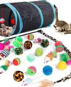 21 piezas de juguetes para gatos de interior plegable túnel interactivo de