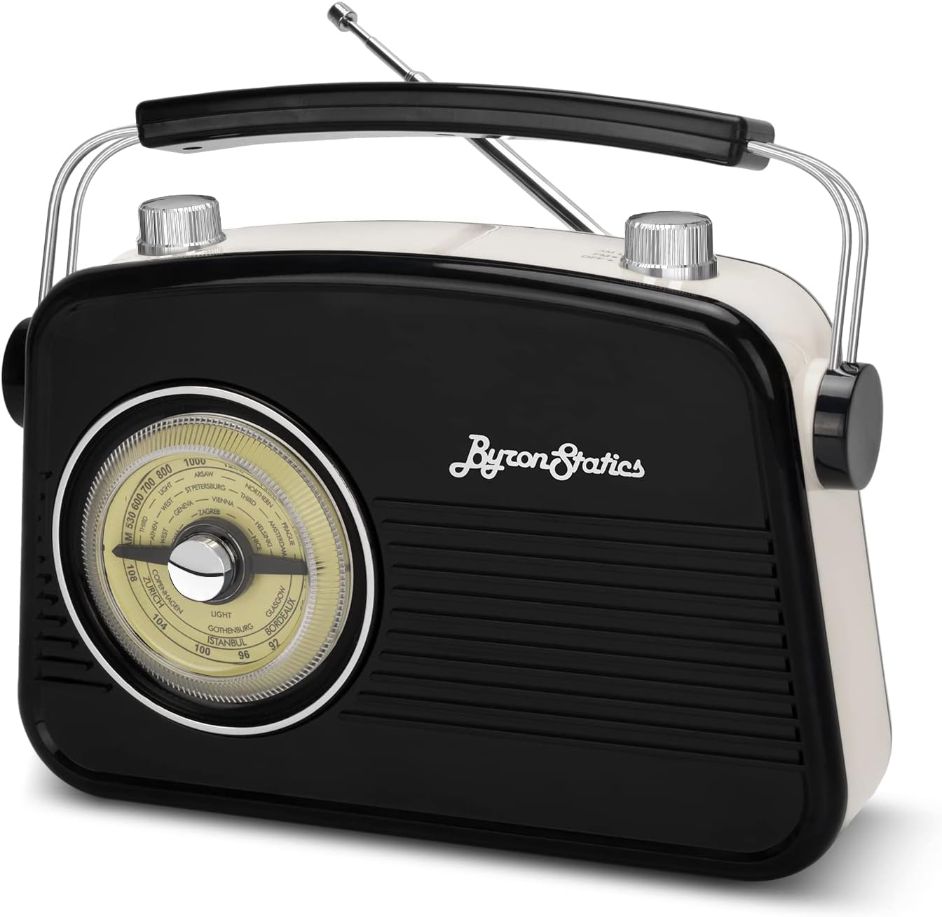 ByronStatics Radio AM FM negra Pequeñas radios portátiles vintageretro con