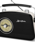 ByronStatics Radio AM FM negra Pequeñas radios portátiles vintageretro con