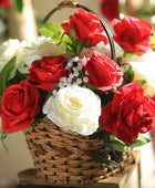 12 rosas rojas artificiales de tallo largo, rosas de seda falsas para - VIRTUAL MUEBLES