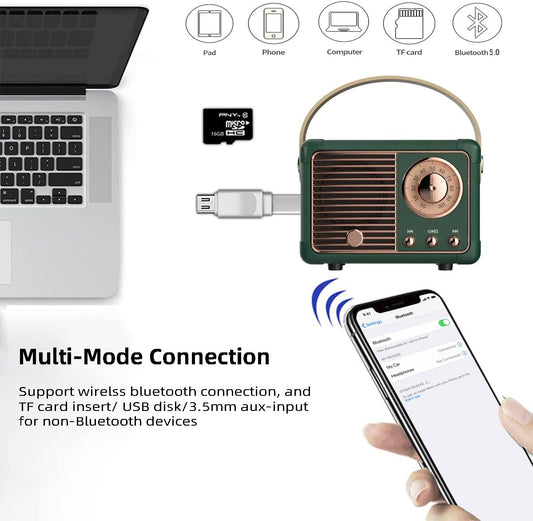 Altavoz Bluetooth retro mini altavoz inalámbrico, altavoz Bluetooth portátil