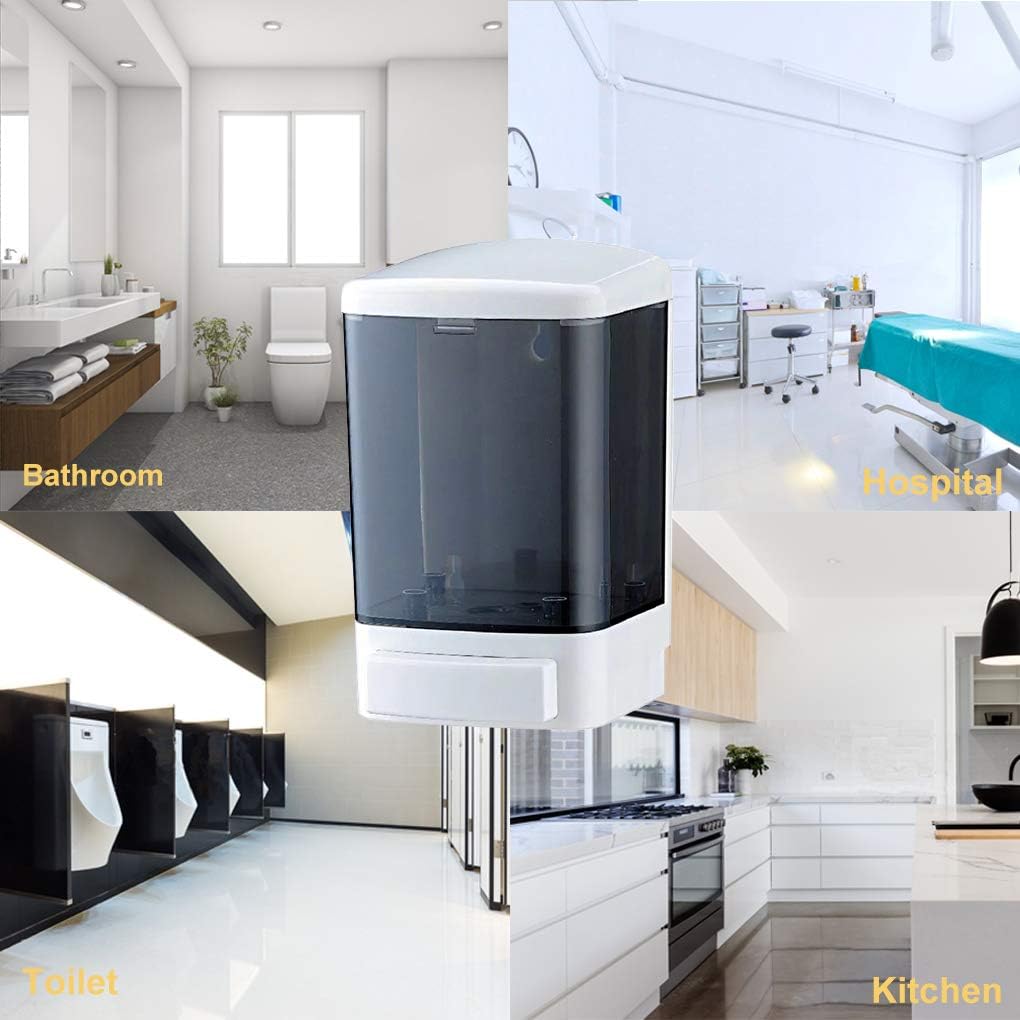  PeiQiH Dispensador de jabón de pared de 2 cámaras para baño,  cocina, dispensador de jabón de manos diŠinfectante, dispensador de loción  de gel de ducha : Hogar y Cocina