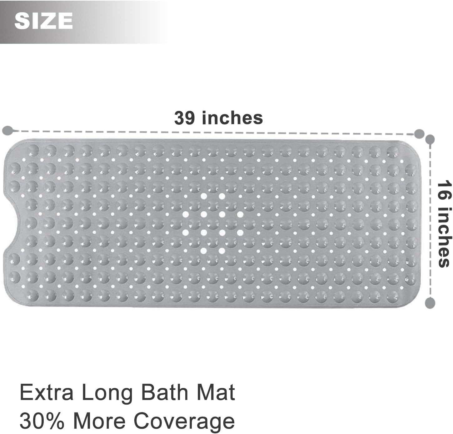 Tapetes para bañera de ducha, extra largos, antideslizantes, 39 x 16 pulgadas, - VIRTUAL MUEBLES