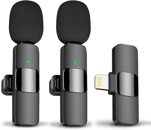 Paquete de 2 micrófonos inalámbricos para iPhone iPad, mini micrófono,