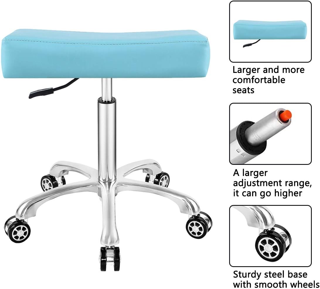 Taburete ajustable con ruedas para oficina de masaje, tatuaje médico, taburete