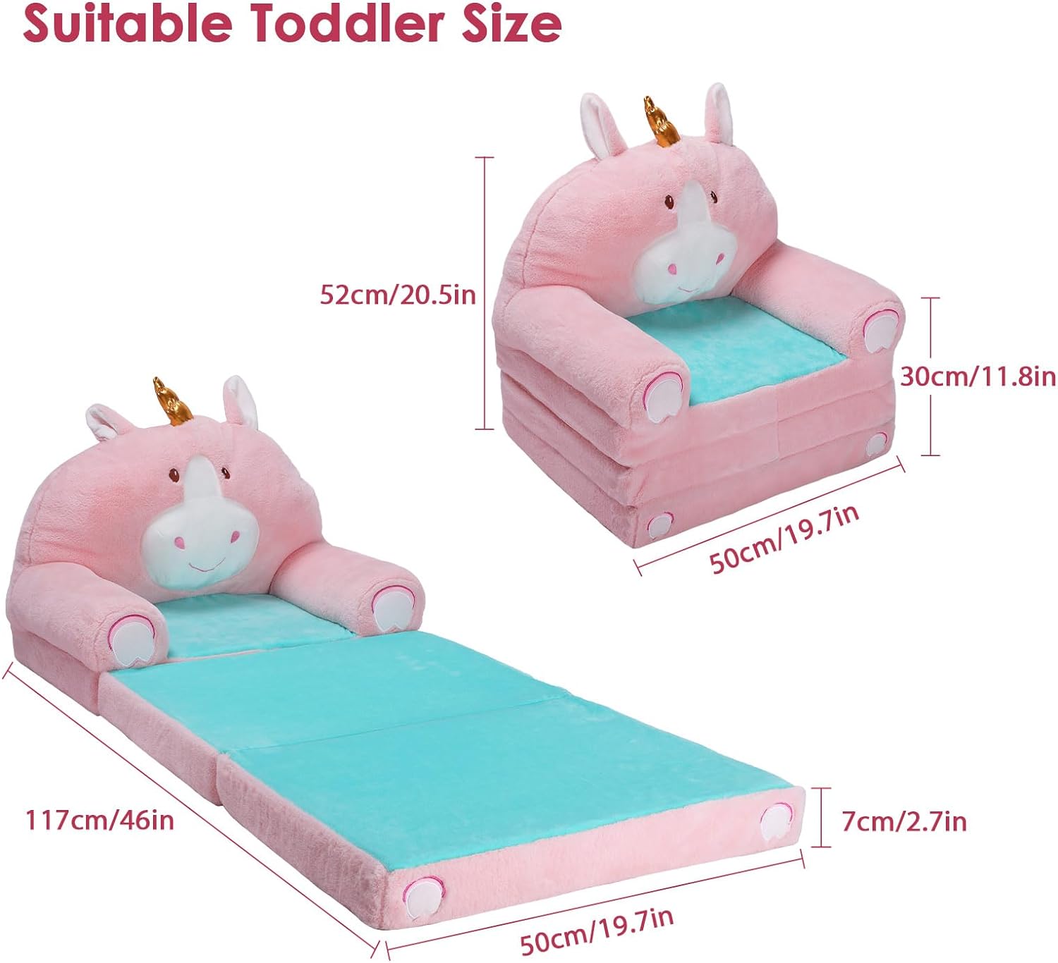 Sillón plegable para niños con respaldo 2 en 1, sofá cama abierto para niños,