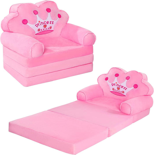 MOONBEEKI Sofá plegable para niños, silla plegable de princesa para niños