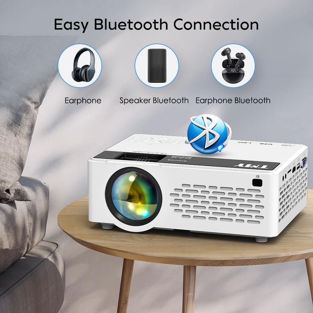 TMY Mini proyector, proyector Bluetooth mejorado de 9500 lúmenes con pantalla
