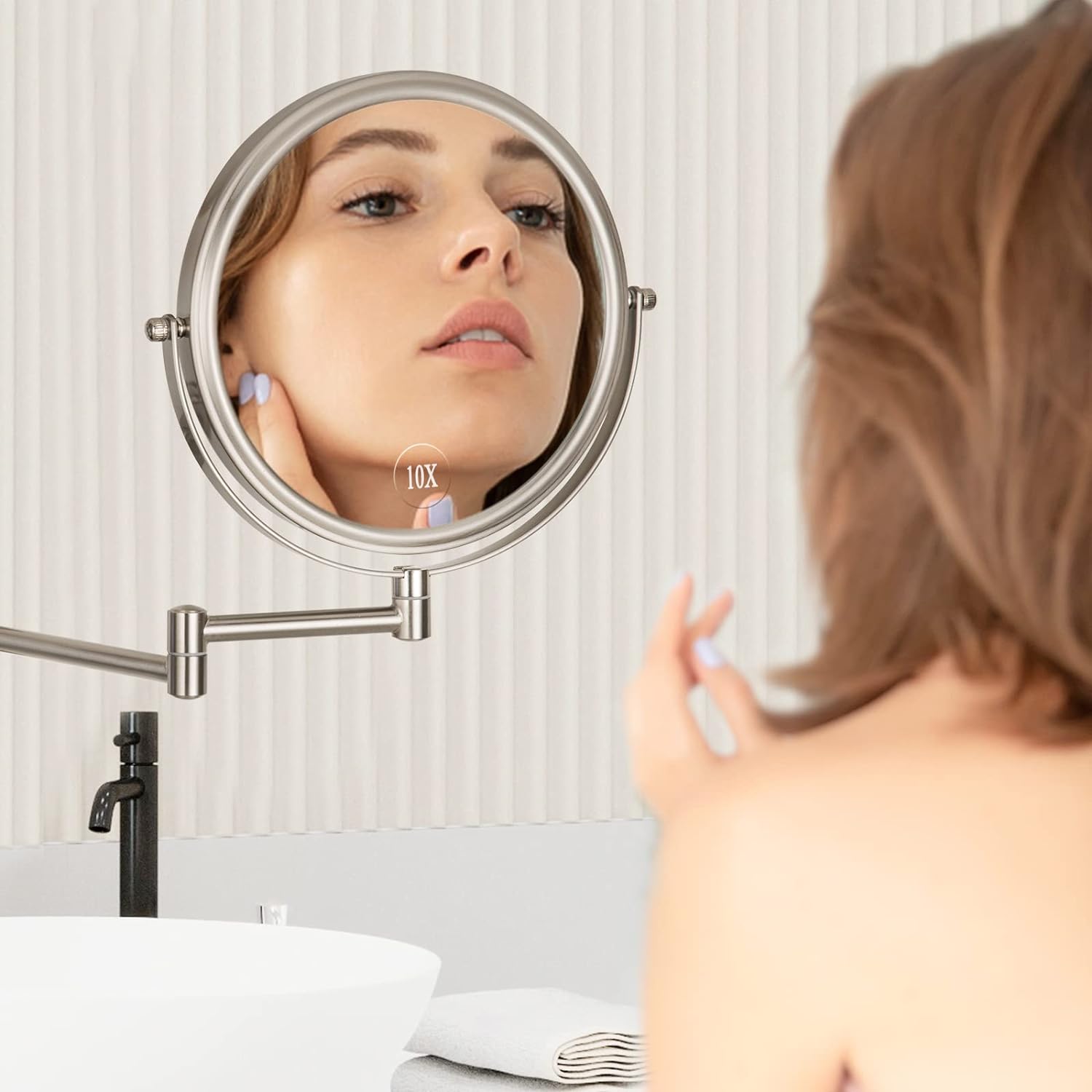 Espejo de maquillaje con 10x de aumento POP, 8 pulgadas, a dos caras,