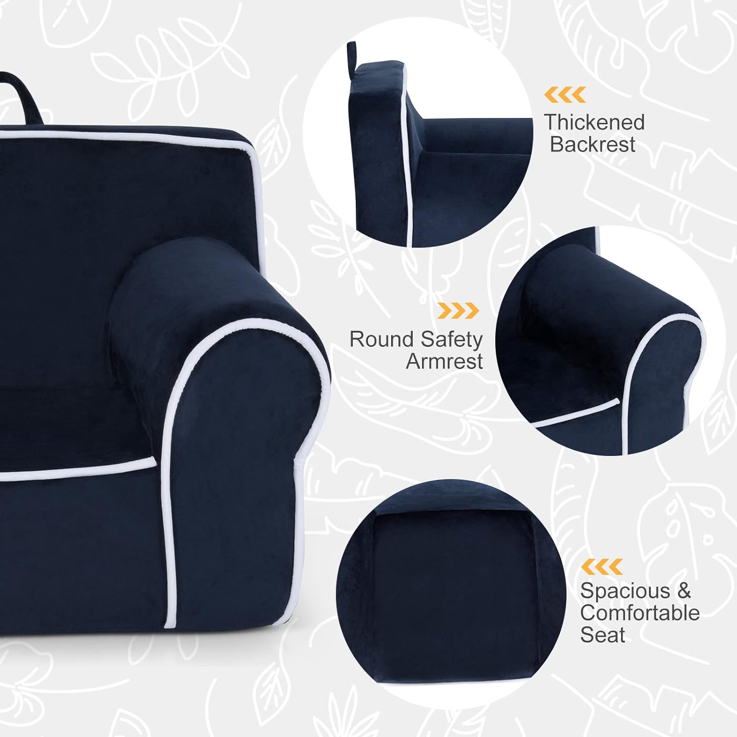 Costzon Sofá para niños, silla rellena de espuma con superficie de  terciopelo extraíble y lavable, sillón infantil para sala de juegos,  guardería