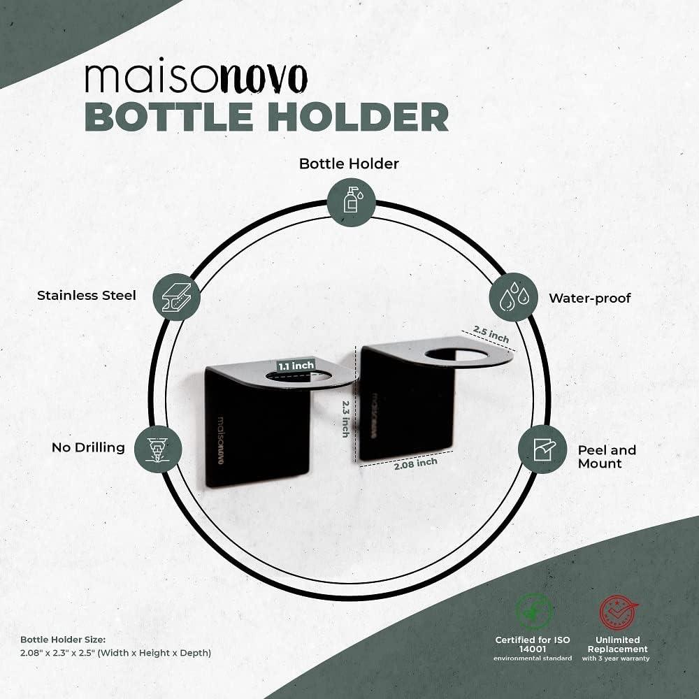 Maisonovo Soporte adhesivo para jabón, juego de 2 soportes para botellas de  champú, dorado, soporte para botella de jabón, soporte para jabón montado