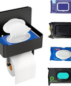 Soporte de papel higiénico con estante, dispensador de toallitas desechables - VIRTUAL MUEBLES