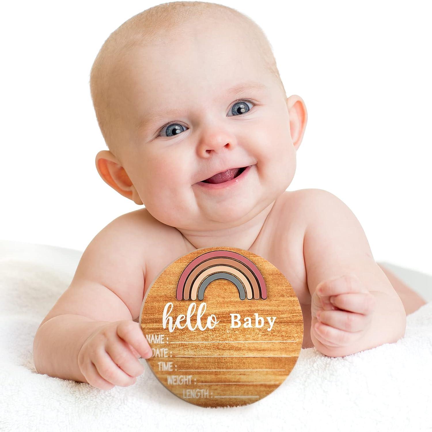 Letrero de anuncio de madera con nombre de bebé, letrero de anuncio de  nacimiento, letrero de Hello World recién nacido para foto, baby shower,  regalo