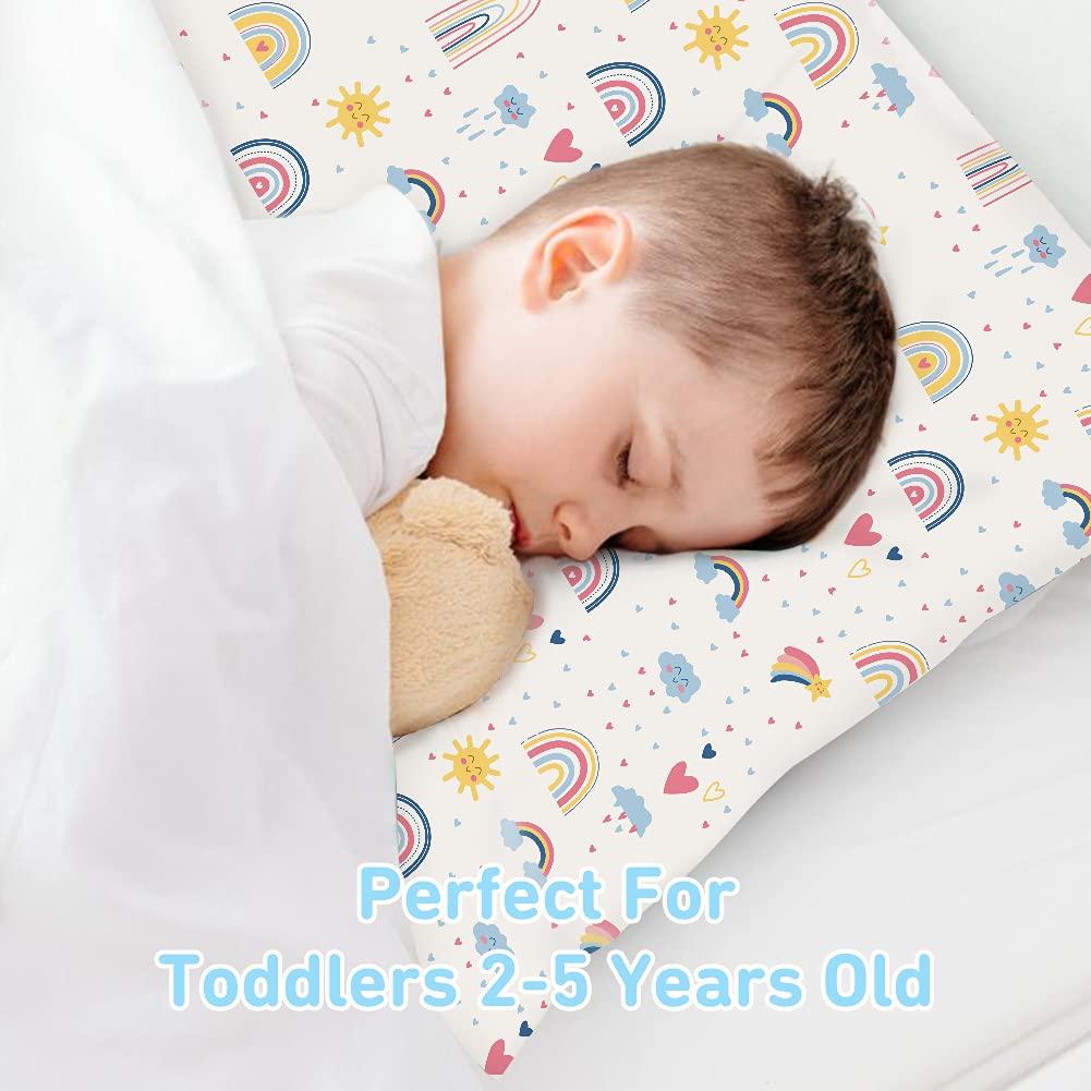 Almohada para niños pequeños, almohadas para dormir de 14 x 19 pulgadas,  almohada para niños con funda de almohada de algodón suave, lavable a