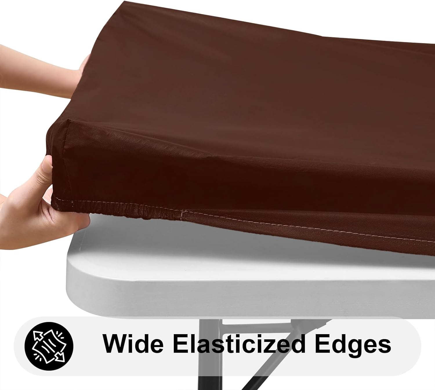 Mantel rectangular, mantel de vinilo elástico ajustable con parte trasera de