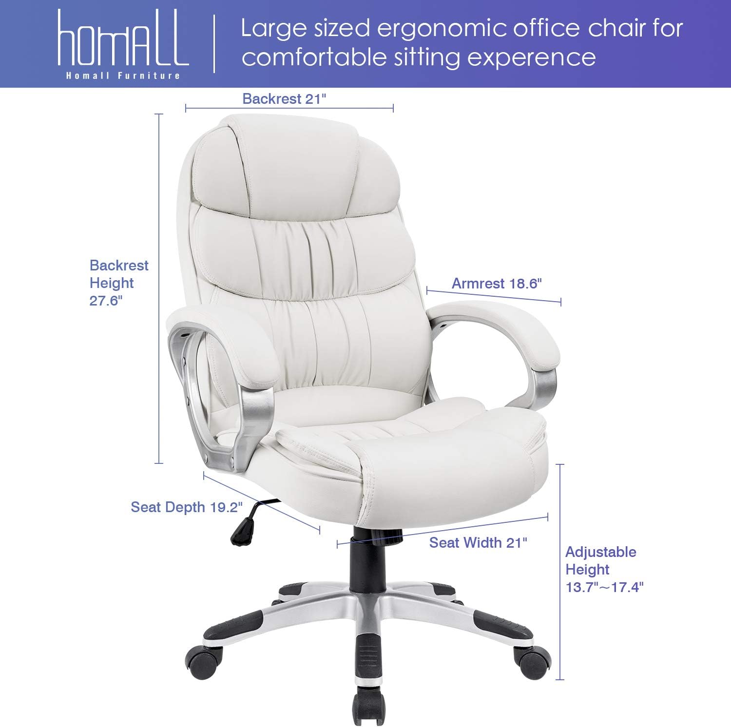 Homall Silla de oficina con respaldo alto, silla de escritorio para