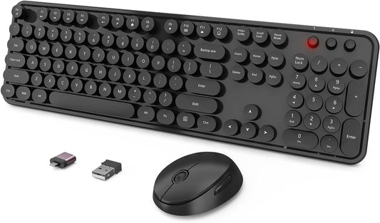 Combo de teclado y mouse inalámbricos, máquina de escribir ergonómica de tamaño