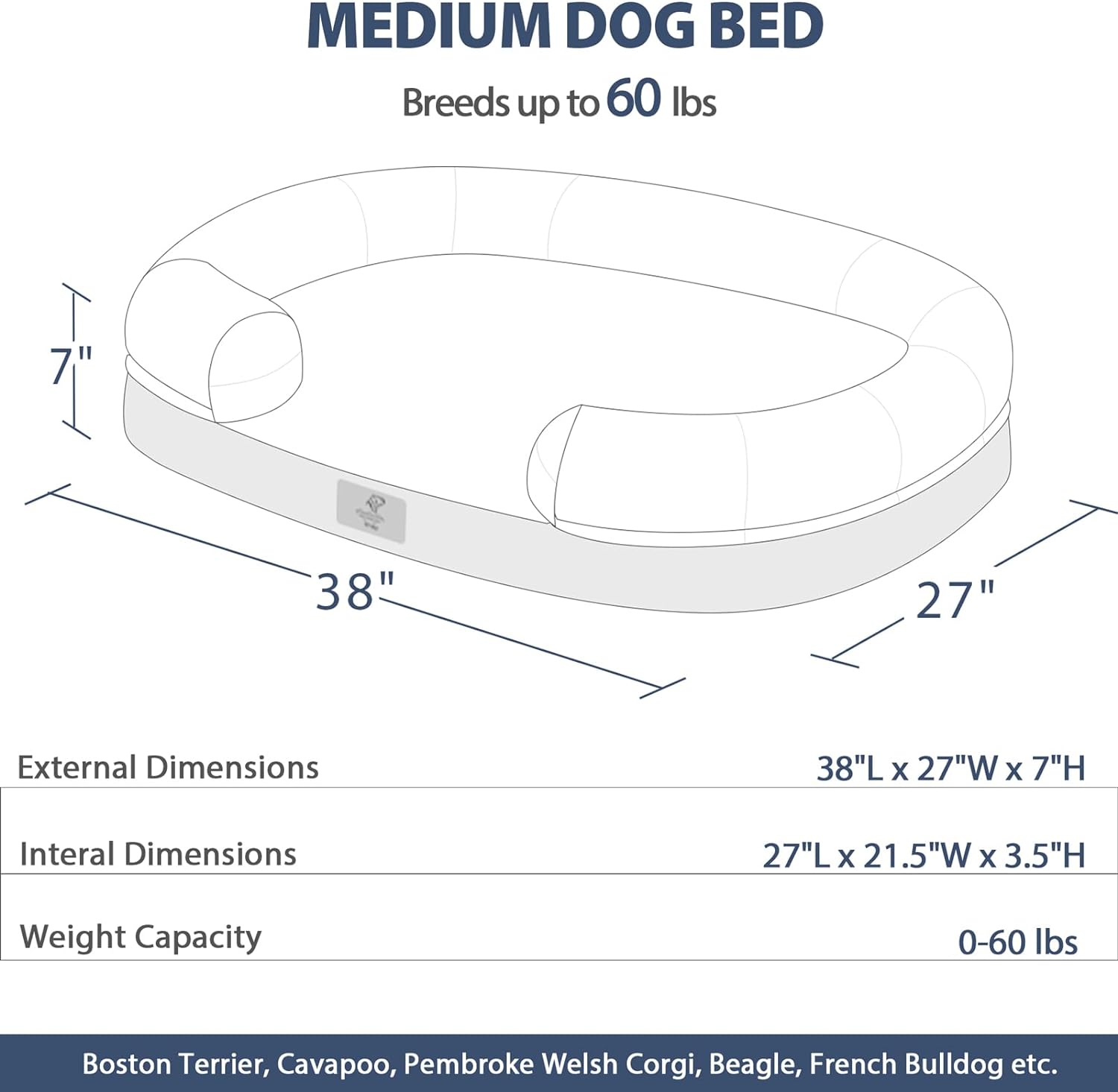 Camas para perros grandes, cama lavable para perros con funda extraíble, cama