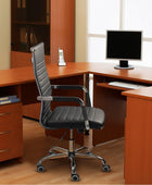 silla de escritorio de oficina acanalada con respaldo medio de piel sintética