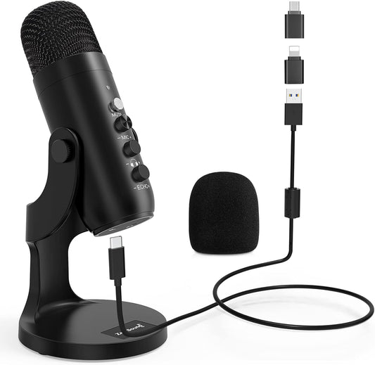 Micrófono USB, micrófono condensador de computadora, micrófonos para juegos