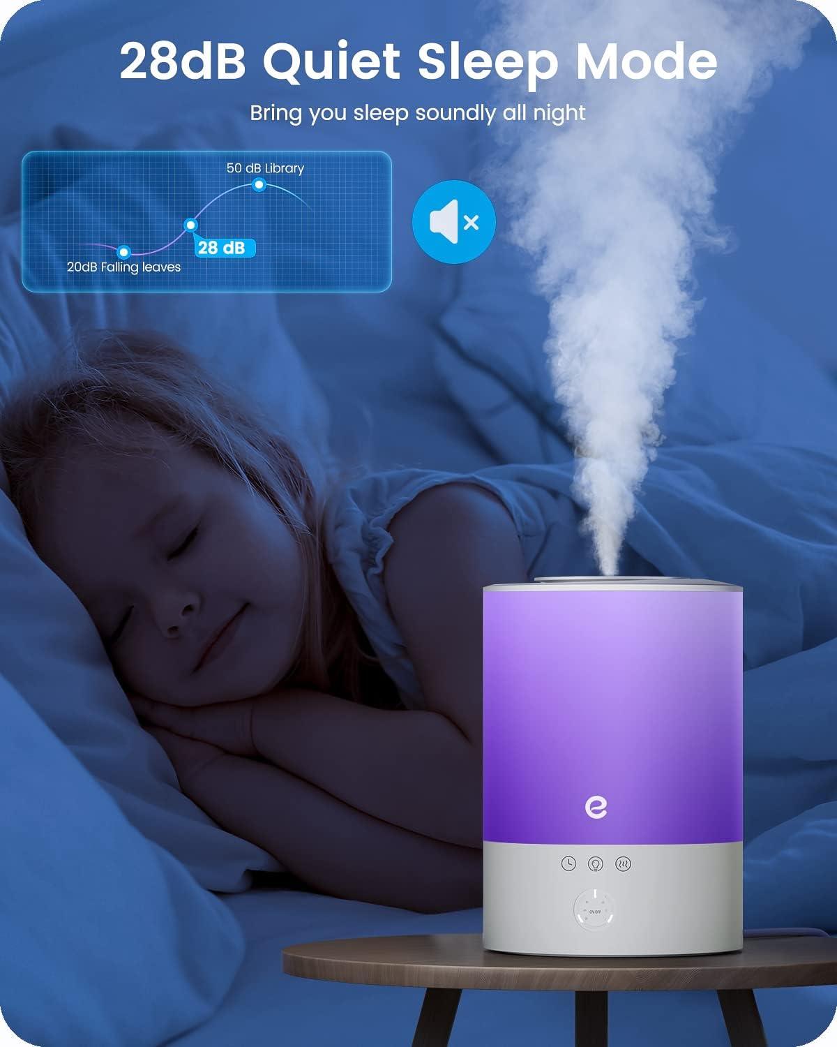 Humidificadores para dormitorio, humidificador de niebla fría de 2.5L para  el hogar, guardería, bebé con difusor de aceite esencial, sin BPA, luz