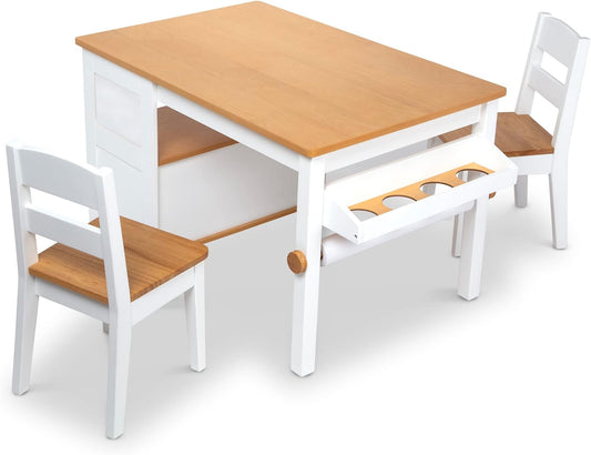 Juego de mesa y sillas de arte de madera Blanco Mesa y sillas de manualidades
