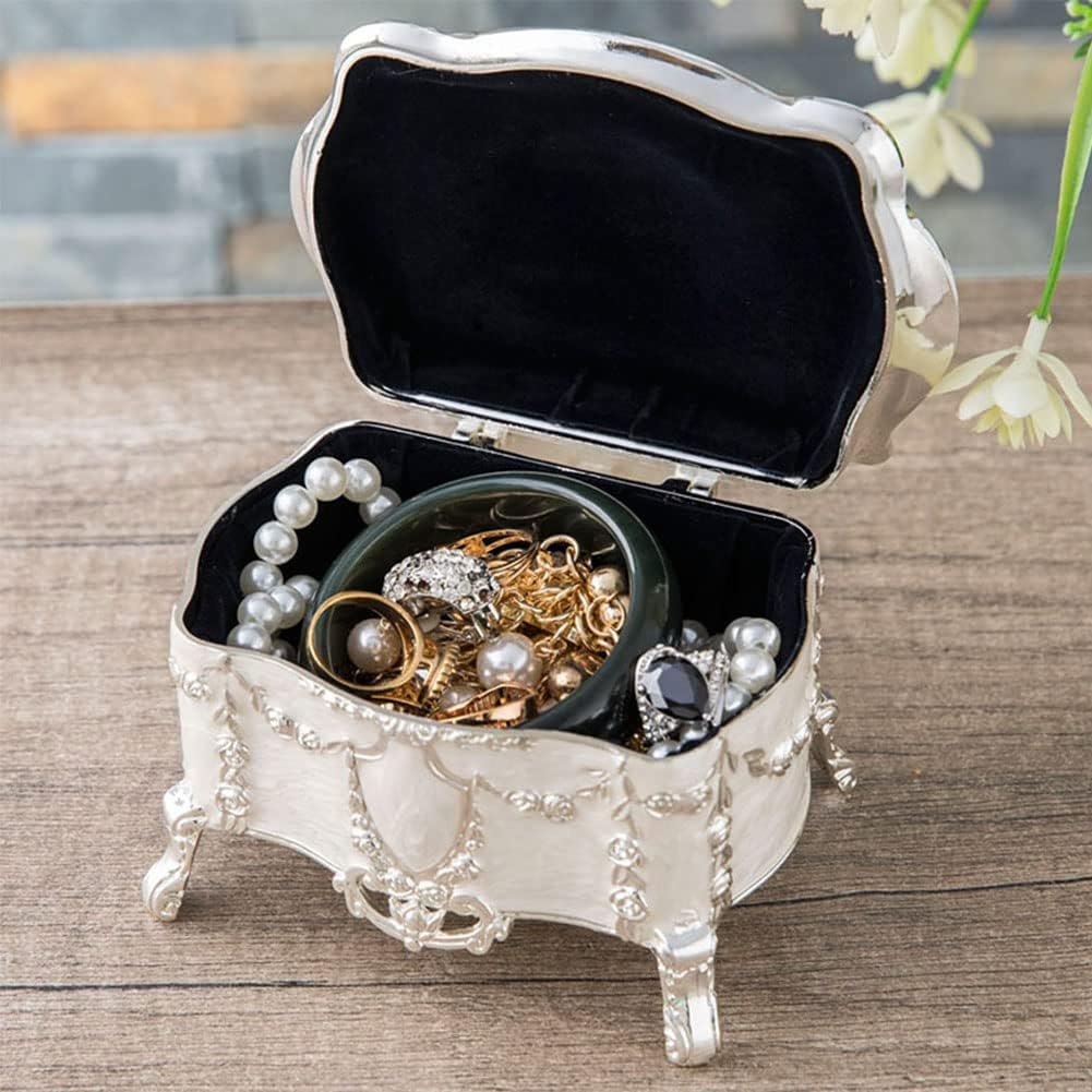 AVESON Caja de joyería de aleación de metal vintage de lujo para anillo y