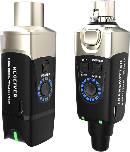 Sistema inalámbrico de micrófono y audio con transmisor XLR de 2.4 GHz y