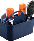 Organizador de plástico portátil de mDesign, cesta dividida, asa para baño, - VIRTUAL MUEBLES
