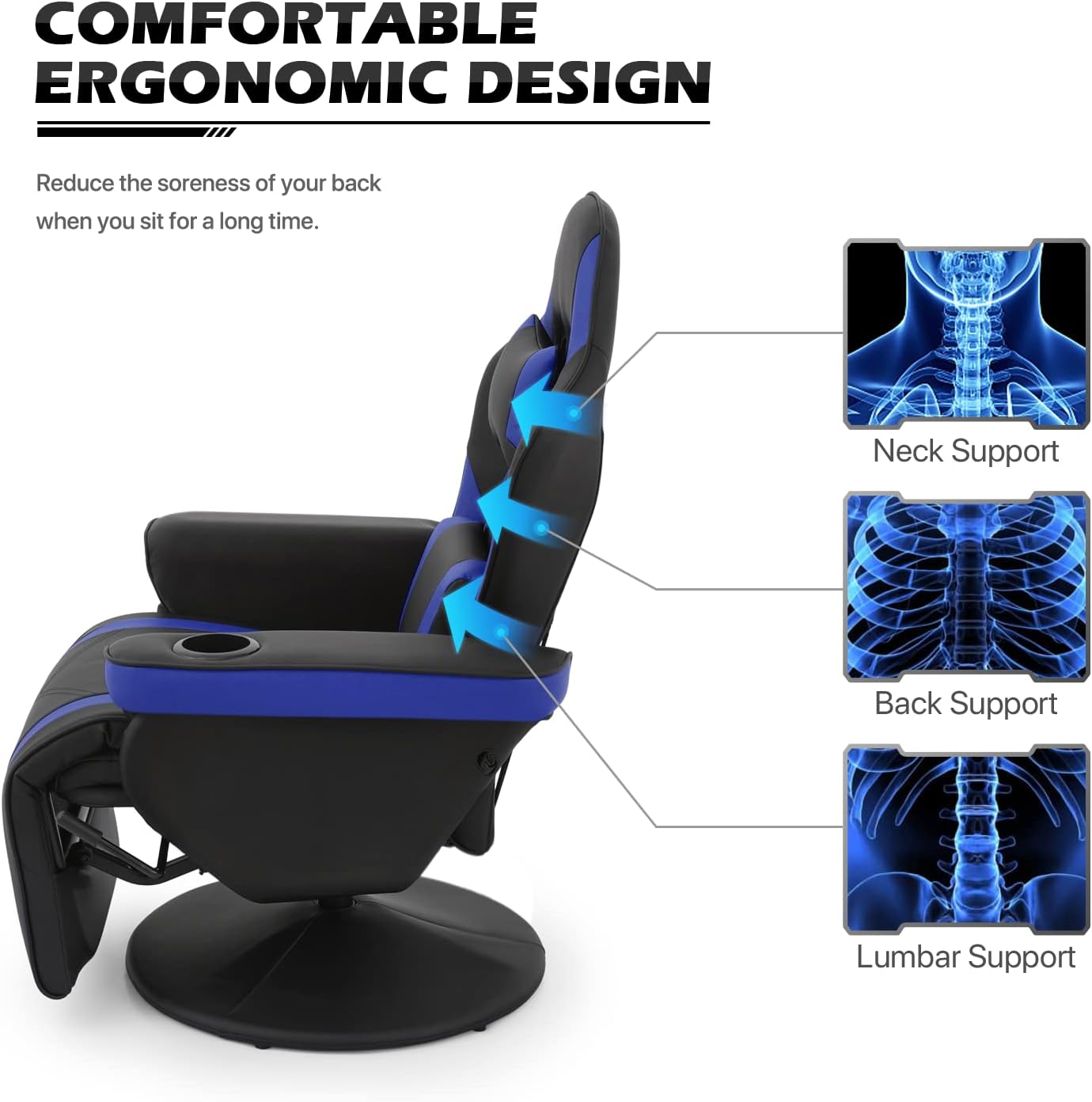 Silla reclinable ergonómica ajustable para videojuegos, sofá individual con