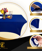 Mantel rectangular de lino de elastano de 6 pies, color azul marino, funda