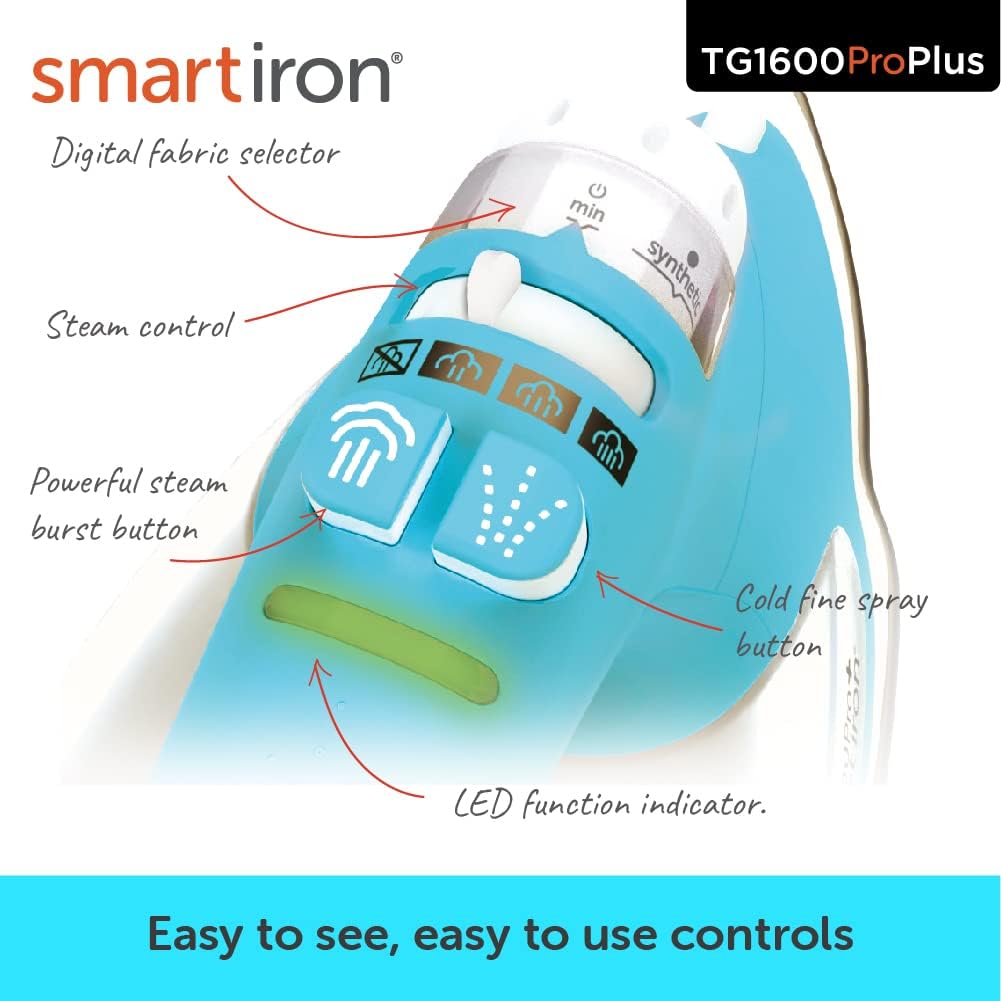 TG1600 Pro Plus SmartIron de 1800 vatios con elevación automática para ropa,