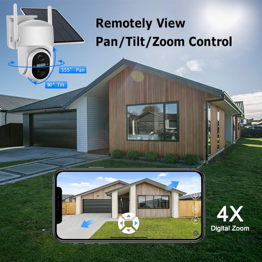 Cámara de seguridad inalámbrica para exteriores con panel solar: cámaras de  visión nocturna WiFi de 1080p alimentadas por pilas para el hogar