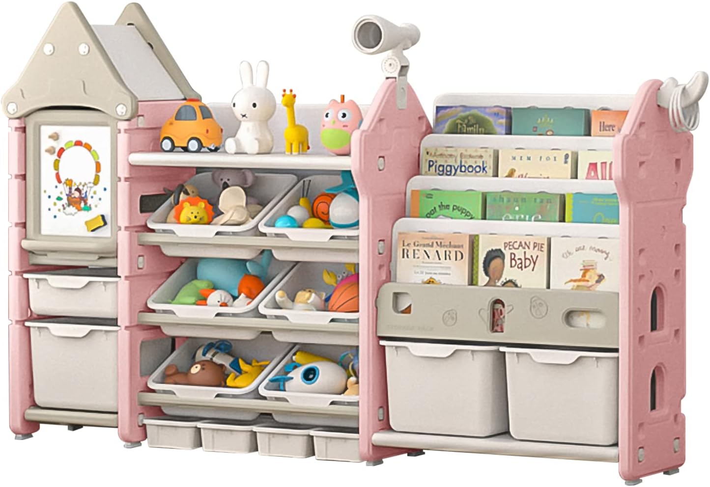 Organizador de almacenamiento de juguetes con tapete de juegos para niños,  caja de juguetes para niños y niñas, organizador de sala de juegos