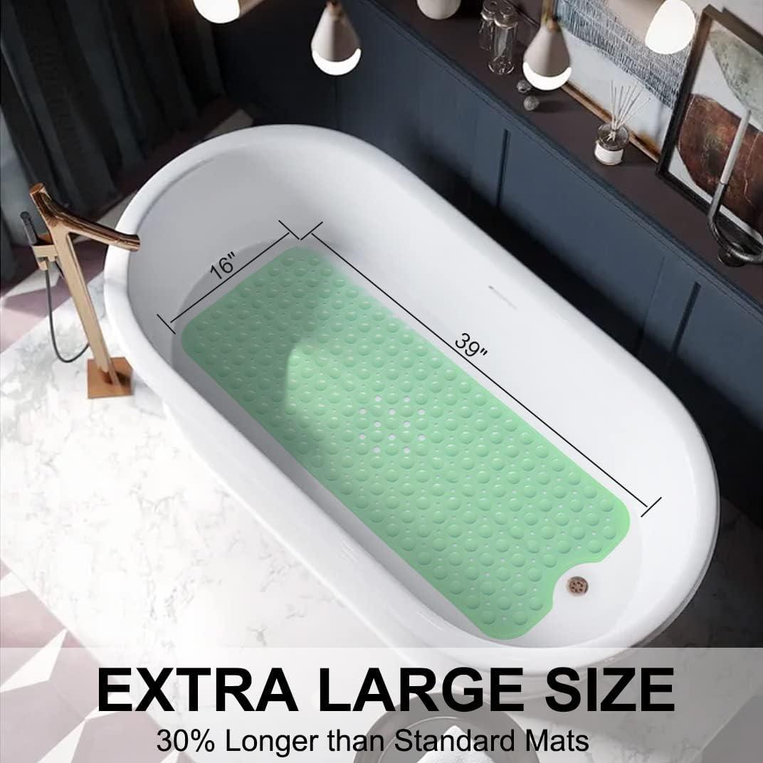 Tapete de ducha antideslizante de 40 x 16 pulgadas, tapete grande para  bañera con 200 ventosas, tapete de baño con agujeros de drenaje para bañera