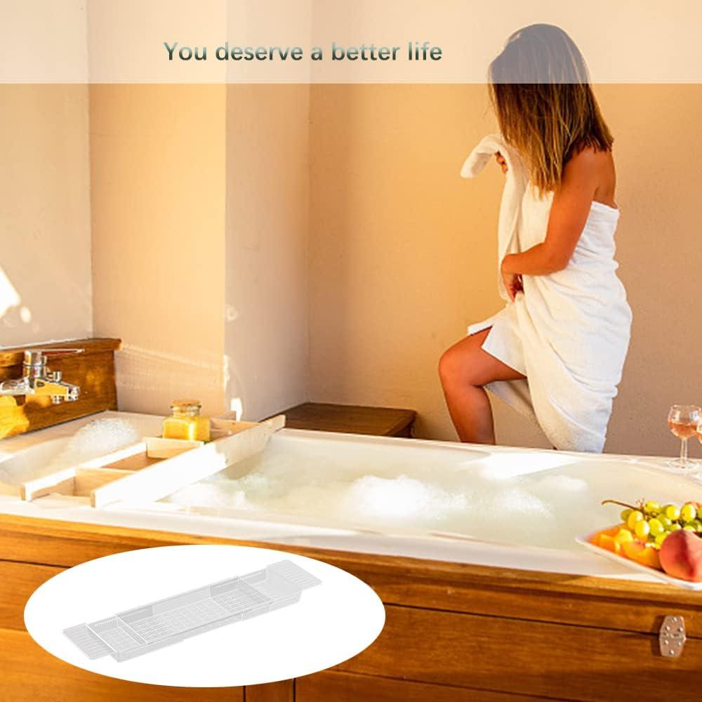  YSYP Bandeja de bañera, cubierta de PVC para bañera con  protección contra el polvo plegable para bañera, puede colocar el teléfono  móvil, suministros de baño, etc. El espacio de almacenamiento no