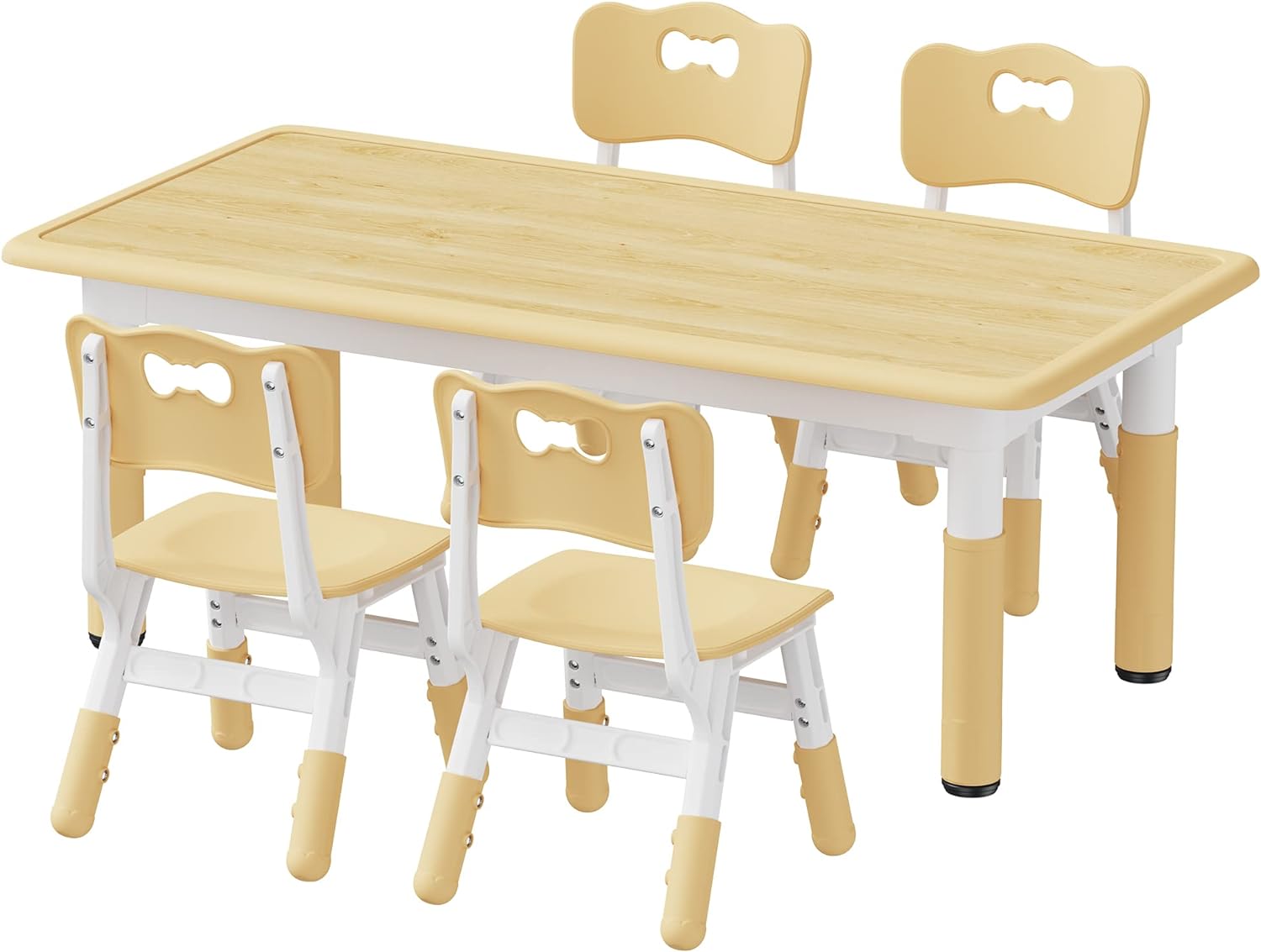 Brelley Juego de mesa y 4 sillas para niños, juego de mesa y silla para niños