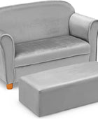Sofá para niños con reposapiés, sofá tapizado de 2 asientos, sillón