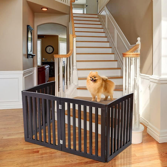 Puerta independiente para mascotas para perros, 4 paneles de valla plegable