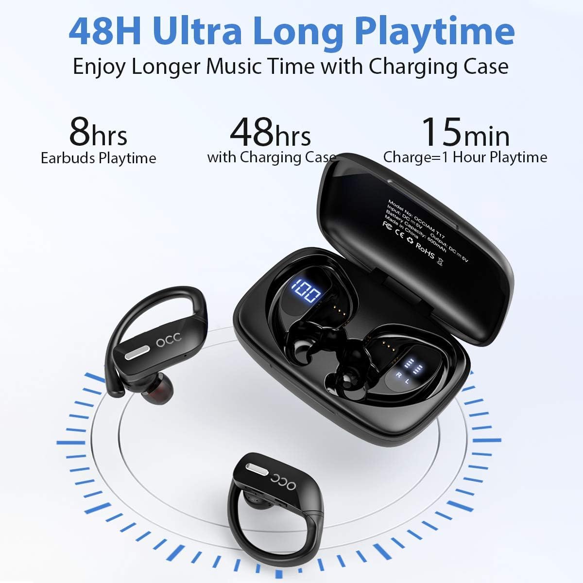 Auriculares inalámbricos Bluetooth 48H Play Back Auriculares in
