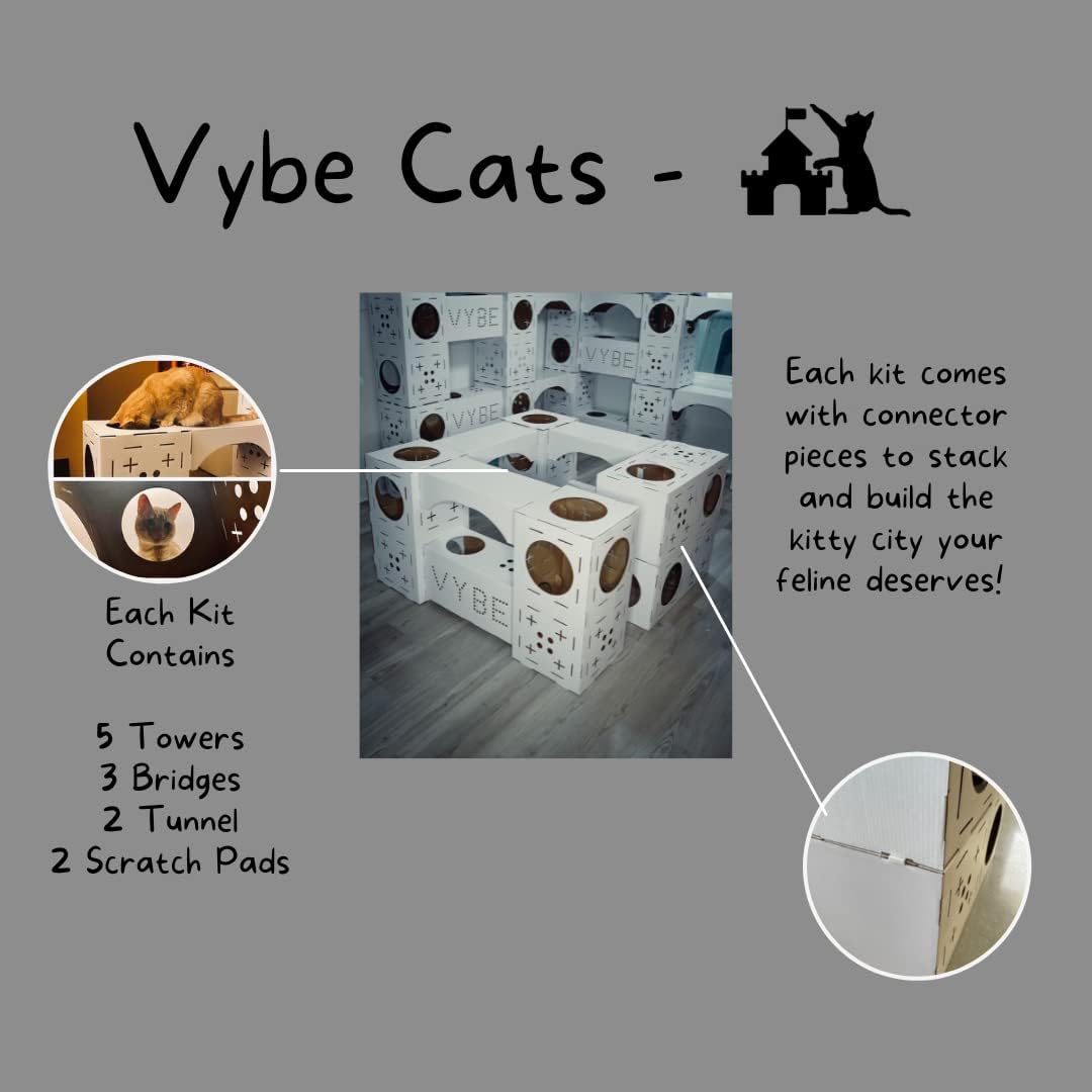 Feline Fortress Cats Casaárbolcondominio de cartón personalizable y modular con